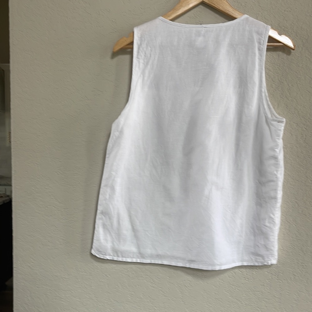 J.Crew White Floral Embroidered LinenTop - Picture 6 of 8